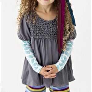 MATILDA JANE Girls Gray Bubble Tee Paint by Numbers 8-10 Grey Peacock Feathers